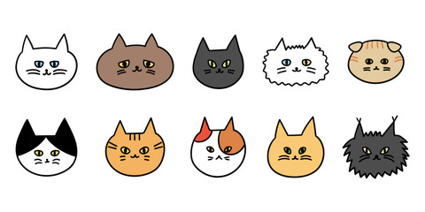 猫の顔　イラストセット