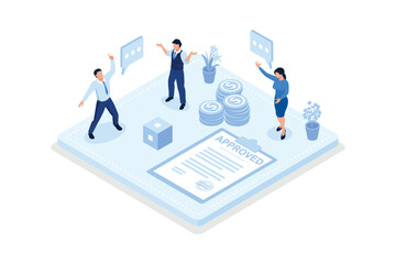 Credit approval, isometric vector modern illustration