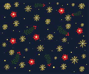 Fototapeta na wymiar Christmas black background with snowflakes