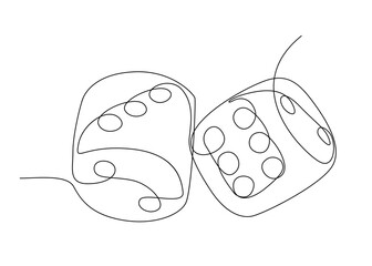 One continuous line drawing of dice. Thin Line Illustration vector concept. Contour Drawing Creative ideas.