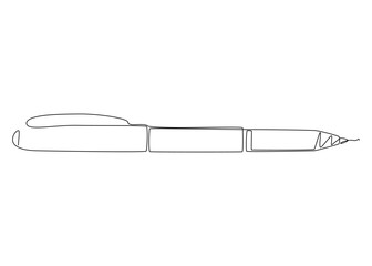 One continuous line drawing of ballpoint pen. Thin Line Illustration vector concept. Contour Drawing Creative ideas.