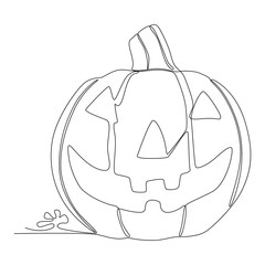 One continuous line drawing of halloween pumpkin. Thin Line Illustration vector concept. Contour Drawing Creative ideas.