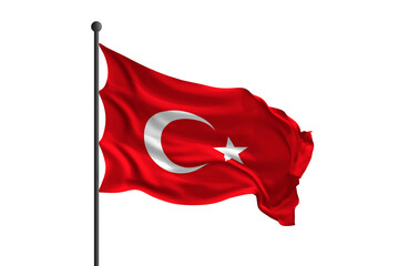 Waving flag of Turkey. 3D rendering illustration.