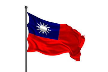 Naklejka premium Waving flag of Taiwan. 3D rendering illustration.