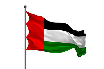 Waving flag of UAE. 3D rendering illustration.