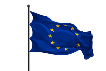 Waving flag of European Union. 3D rendering illustration.