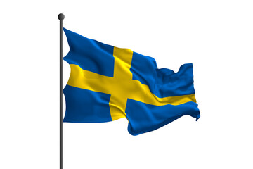 Waving flag of Sweden. 3D rendering illustration.