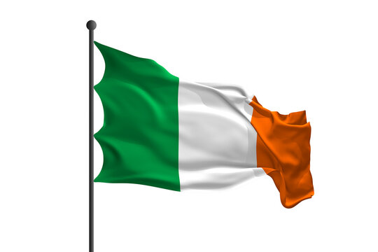 Waving flag of Ireland. 3D rendering illustration.