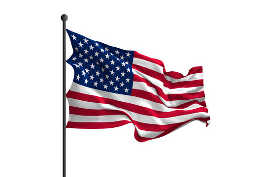 Waving flag of United States of America. 3D rendering illustration.
