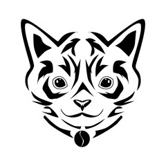 black egyptian cat head vector illustration, perfect for logos, icons, mascots, cat lovers, children's clothes, children's books, etc.