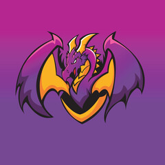 DRAGON MASCOT FOR ESPORT LOGO TEMPLATE VECTOR ILLUSTRATION