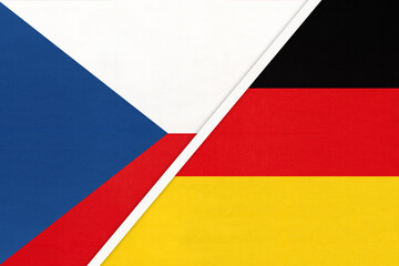 Czech Republic and Germany, symbol of country. Czechia vs German national flags.