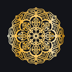 Laser cutting mandala. Golden floral pattern. Oriental silhouette ornament. Vector coaster design.