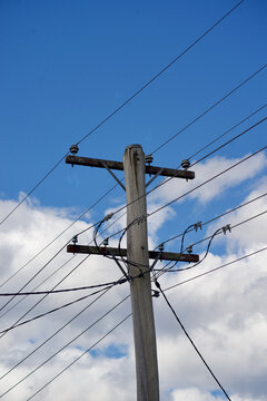 power lines on a sky