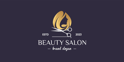 Woman logo design with beauty salon concept