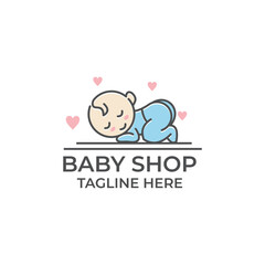 cute baby sleep for babyshop logo design vector icon illustration