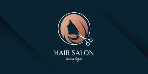 Hair cut logo design for fashion with creative concept