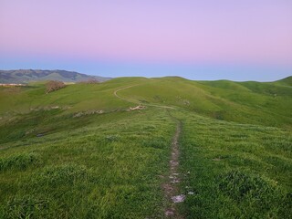 Fototapeta na wymiar Twilight in the hills of the Diablo Range near San Ramon, California