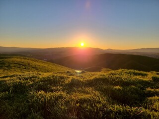 Sunset on the Tassajara Hills in San Ramon, California