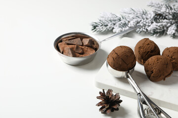 Concept of delicious food, ice cream, space for text