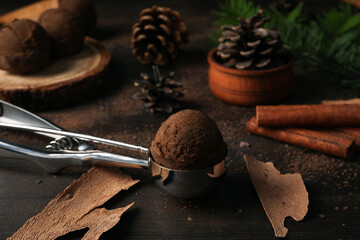 Concept of delicious food, ice cream, close up