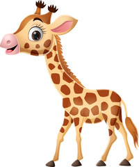 Fototapeta premium Cartoon giraffe on white background