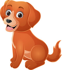 Cartoon funny dog on white background
