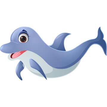 Cute dolphin cartoon on white background