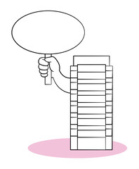 丸い看板を持つオフィスビル