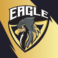 EAGLE MASCOT FOR ESPORT LOGO TEMPLATE VECTOR ILLUSTRATION
