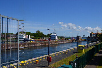 Locks at the Vanal between the North Sea and the Baltic Sea in Kiel, the Capital City of Schleswig...