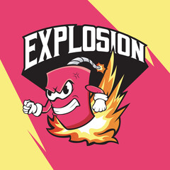 TNT EXPLOSION MASCOT FOR ESPORT LOGO TEMPLATE VECTOR ILLUSTRATION