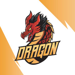 DRAGON MASCOT FOR ESPORT LOGO TEMPLATE VECTOR ILLUSTRATION