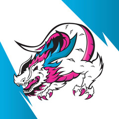 DRAGON MASCOT FOR ESPORT LOGO TEMPLATE VECTOR ILLUSTRATION