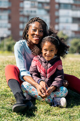 Black Mother and Daughter in the Park Portrait - 537990235