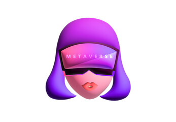 Woman wearing virtual reality goggle glass, having 3d experience in virtual reality  vector illustration. Metaverse and blockchain 3D experience technology concept