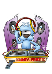 Chien cartoon DJ