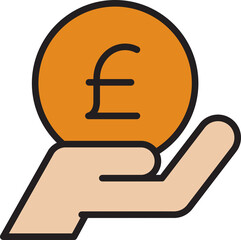 hand holding pound coin icon