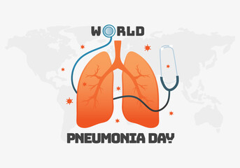 World pneumonia day background with big lungs. - obrazy, fototapety, plakaty