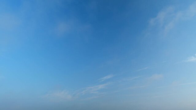 Nature weather blue sky. Beautiful cloud blue sky with clouds. Meteorology topic. Timelapse.