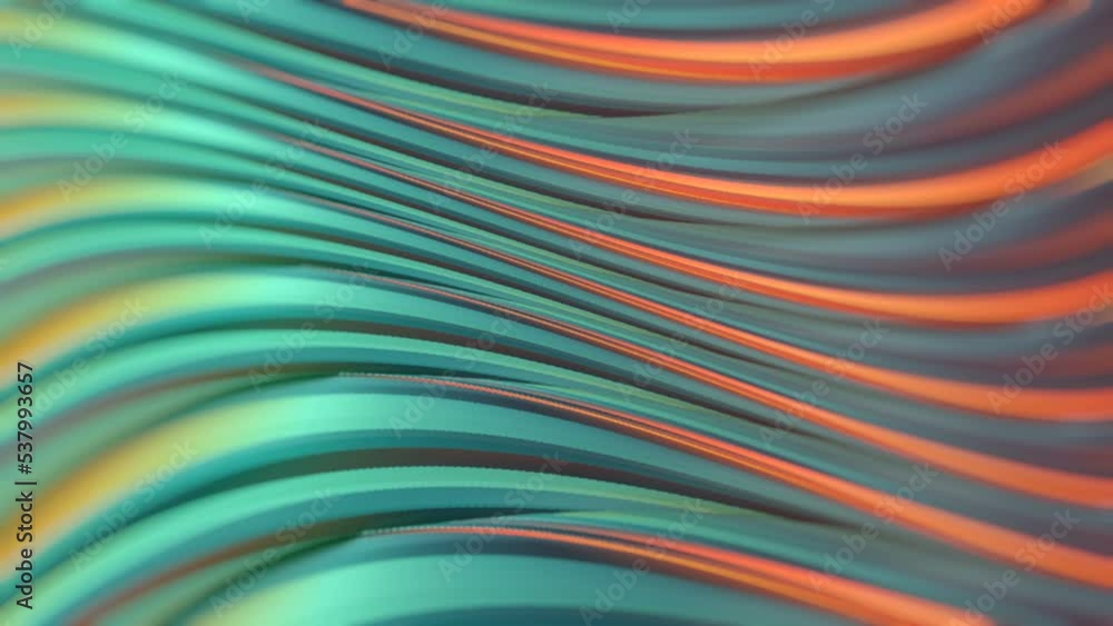 Poster Wavy multi colored background of twisted shapes. 3d rendering loop animation HD