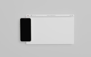 3D rendered smart phone with website presentation UI