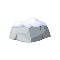 Gray stones or rocks in snow. Broken cartoon rocks and snowdrifts. Cartoon crags and snowdrifts. Ice age.