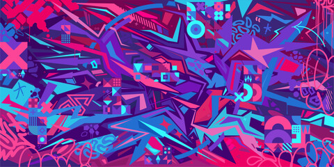 Colorful Abstract Urban Street Art Graffiti Style Vector Illustration Background Template