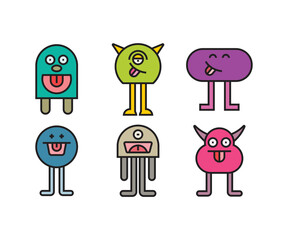 funny and cute monster character icons vector illustration