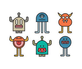 funny and cute monster character icons vector illustration