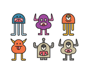funny and cute monster character icons vector illustration