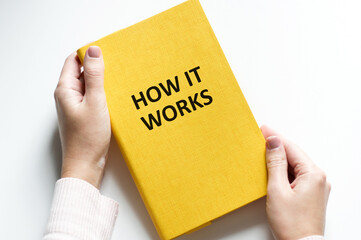 How it works text on the cover of the notebook on a light background