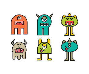 cute monsters characters set illustration