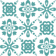Talavera traditional portuguese wall and floor tiles, azulejo pattern vector illustration